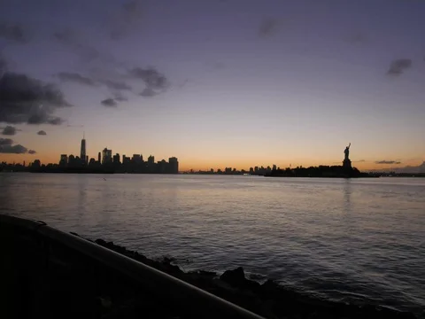 Statue of Liberty - New York City Sunrise Stock Footage