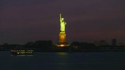 Statue of Liberty Night Hyperlapse Stock Footage 239858750
