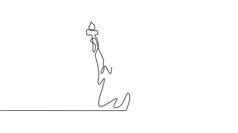 Statue of Liberty in one continuous line animation. New York landmark building Stock Footage 227109099