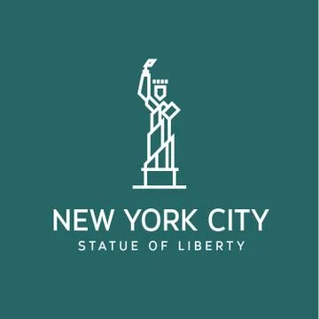 Statue of Liberty outline vector logo into flat style Stock Illustration