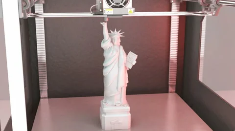 Statue of Liberty printed by 3D Printer // 3D Visualization Stock Footage 42674537