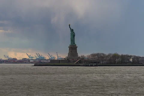 Statue of Liberty Sail-by Harborview (2 of 2) Stock Footage 193869050
