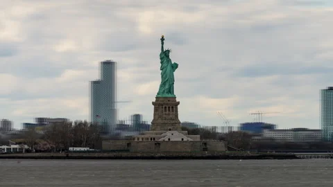 Statue of Liberty Sail-by Harborview Accelerated Stock Footage 193869448