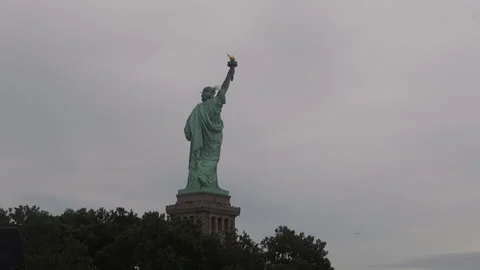 Statue of Liberty, sea view, New York Stock Footage