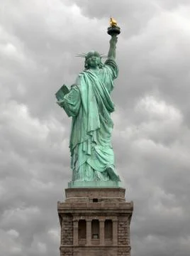 Statue of liberty seen from the back. Stock Photos