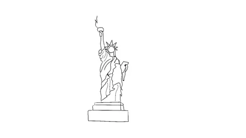Statue of Liberty sketch animation Stock Footage 71846366