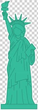 Statue of Liberty is standing in turquoise vector, with torch, crown on Illustrazione stock