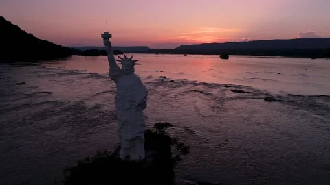Statue of liberty sunset 27k Stock Footage 138962497