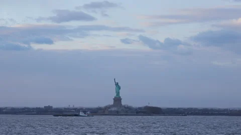 Statue of Liberty at sunset Stock Footage 147152629