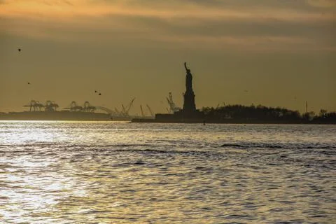 Statue of Liberty at sunset Stock Photos