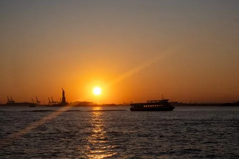 Statue of Liberty at Sunset Stock Photos