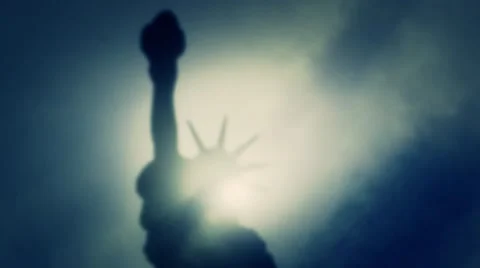 The statue of liberty through a fog Stock Footage 43306174