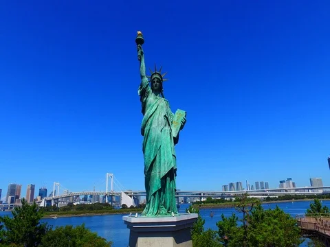 Statue of liberty in Tokyo Stock Footage 80851221