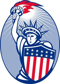Statue of liberty with torch and shield illustration of lady statue of lib... Stock Photos