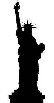Statue Of Liberty Vector Black Shadows Silhouette Stock Illustration