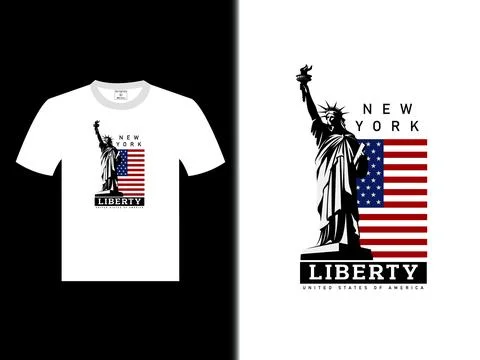 Statue of liberty Vector White T-Shirt Design 스톡 일러스트