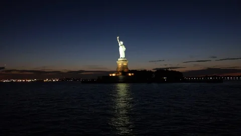 Statue of Liberty From Water Dusk | Stock Video | Pond5