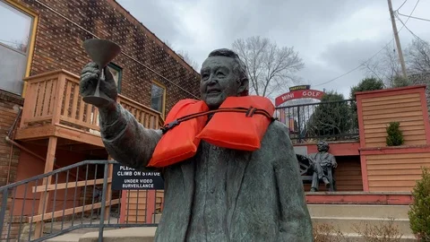Statue with Life Preserver Stock Footage 105426026
