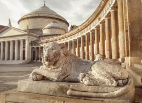 Statue of lion in Naples Stock Photos