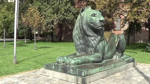 Statue of lion in Sofia, Bulgaria Stock Footage 125932072