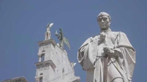 A Statue in Lucca in Italy Stock Footage