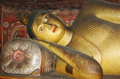 Statue of lying buddha at dambulla cave temple complex,sri lanka unesco world Stock Photos