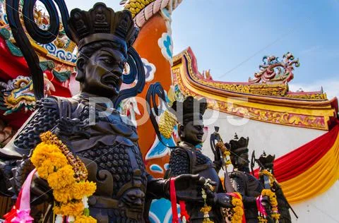 The statue is made of wood. Stock Photos