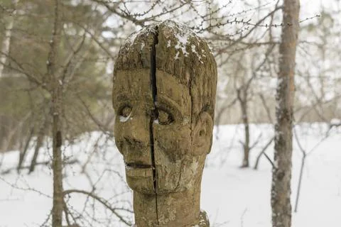 Statue of a man. Deep crack. Stock Photos