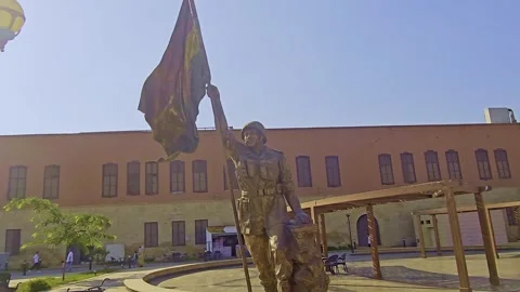 A statue of a man holding a lamp Stock Footage 291644324