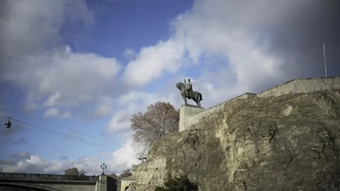  Statue of a Man on Horseback Monument Stock Footage 303486300