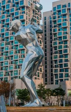 Statue of man playing golf Stock-Fotos