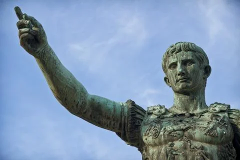 Statue of a Man Pointing in Rome Stock Photos