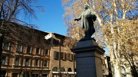 Statue to Marco Minghetti Stock Footage 83944303