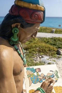 A statue of a Mayan. Stock Photos