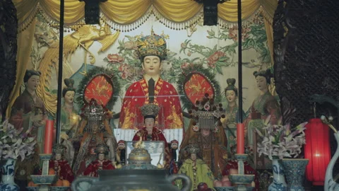 Statue Of The  Mazu, Inside Thean Hou Temple In Tianjin,China Stock Footage 140881415