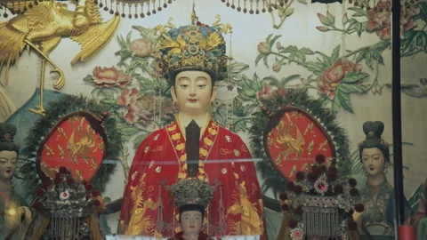 Statue Of The  Mazu, Inside Thean Hou Temple In Tianjin,China Stock-Footage 140881831