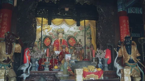 Statue Of The  Mazu, Inside Thean Hou Temple In Tianjin,China Stock Footage 140882544