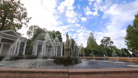 Statue near a fountain in Peterhof Stock Footage