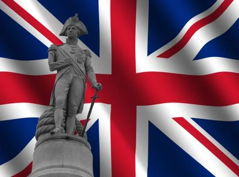 Statue of nelson with flag Stock Illustration