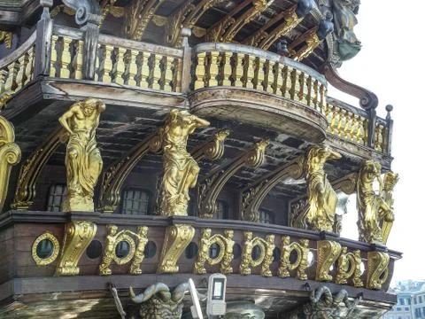 Statue of Neptune on an old ship Stock Photos
