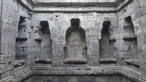 Statue Niches in the Wall, Main Temple, Lumbung Temple Compound, Java, Indonesia Stock Footage 306176076