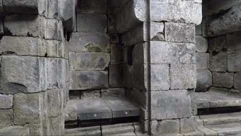 Statue Niches in the Wall, Main Temple, Lumbung Temple Compound, Java, Indonesia Stock Footage 306314724