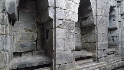 Statue Niches in the Wall, Main Temple, Lumbung Temple Compound, Java, Indonesia Vídeos de archivo 306315049
