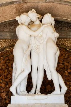 Statue in Palace of Estoi, a work of Romantic architecture Stock Photos