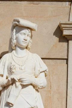 Statue in Palace of Estoi, a work of Romantic architecture Stock Photos