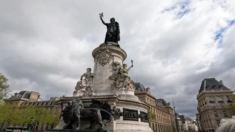 Statue in Paris Town Square Stock Footage 301506266