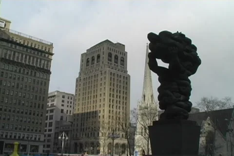 Statue in Park Stock Footage 6929556