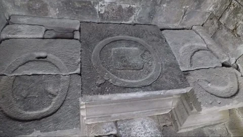 Statue Pedestal Inside Perwara Temple, Lumbung Temple Compound, Java, Indonesia Stock Footage 306091972