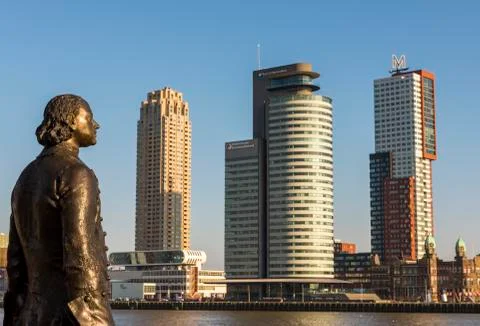 Statue Peter de Grote in harbor Rotterdam Stock Photos