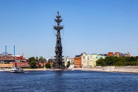 The statue of Peter the Great, a monument to Peter 1 with a height of 98 mete Stock Photos